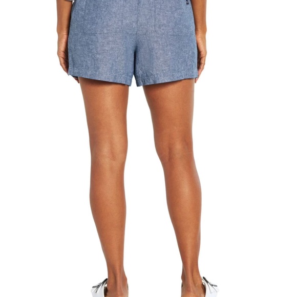 GAP Women’s Blue Drawstring Linen-Blend Shorts pockets NWOT XL - Picture 2 of 12